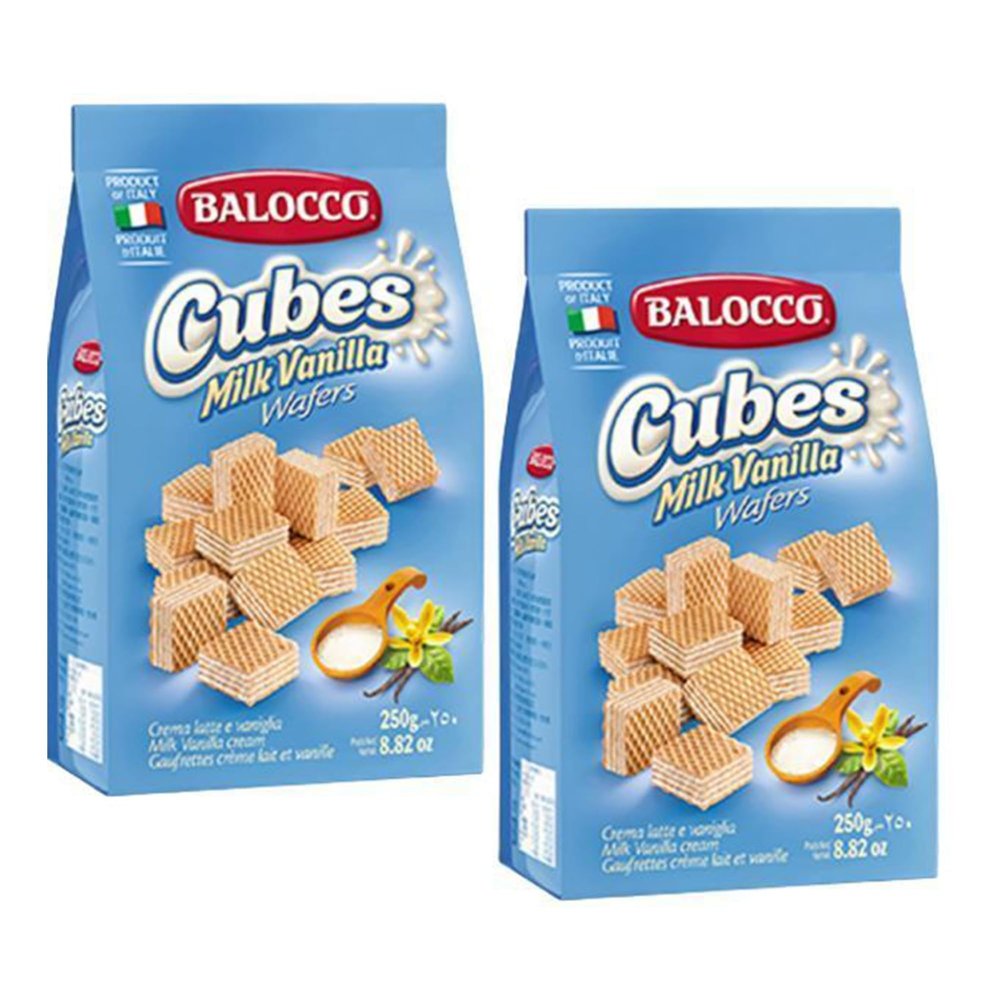 Balocco Wafers Late 250g Italian Shortbread Biscuits | Cocoa & Cream Biscuit for Breakfast | Chocolate Swirl Cookies | Suitable for Vegetarians, Palm Oil Free Snack (WAFERS LATTE 250G, 2 Pack)