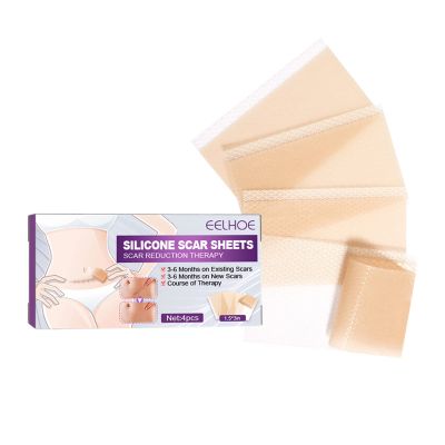 COMETX Adhesive Scar Sheet 40 * 75mm x 4Pcs Adhesive Silicone Scar Sheets Safety Mild Fade Scar Scar Reduction Therapy