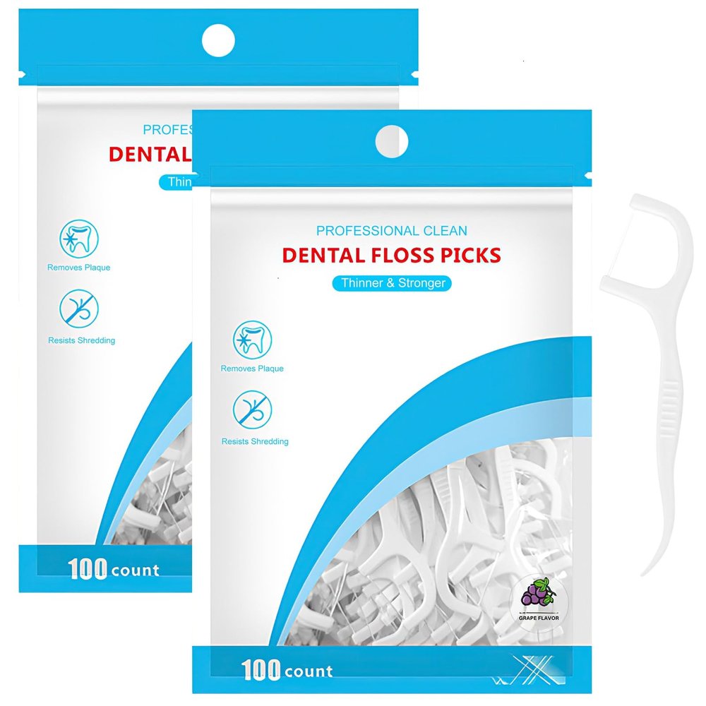 200 Pcs Dental Floss, Disposable Floss Sticks Dental, 2 in 1 Toothpicks Sticks Portable Floss Picks for Interdental Cleaning (White)