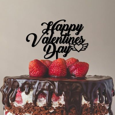 Happy Valentines Day Cake Topper Decoration, 6-7.8 Inch Customized Silhouette For Anniversary Decoration