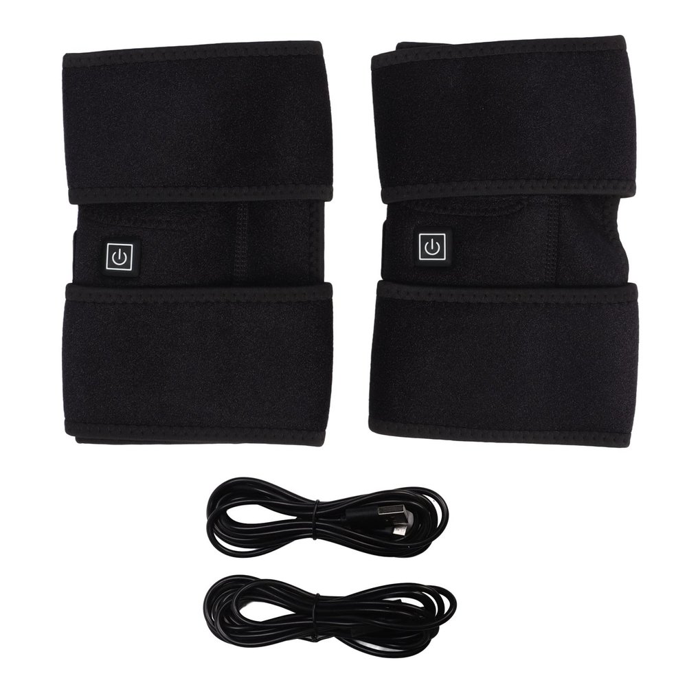 2Pcs Knee Heating Pad Electric Knee Support USB Heated Knee Brace Wrap with 3 Temperatures and Pockets for Knee Protection and Relieve Knee Pain
