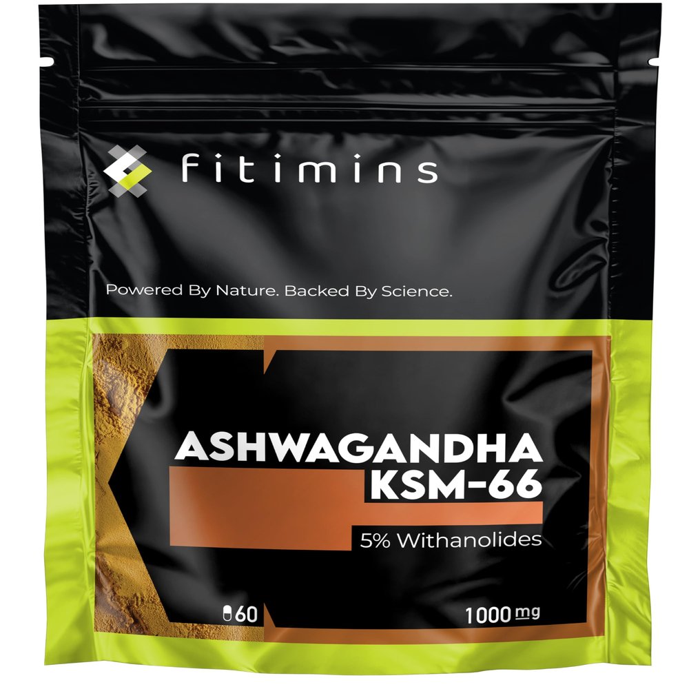 Ashwagandha KSM-66 1000mg | High Strength Adaptogen Supplement | 60 Vegan Capsules | 1-Month Supply | Reduces Stress & Anxiety, Supports Relaxation, Sleep, Memory & Focus | Fitimins