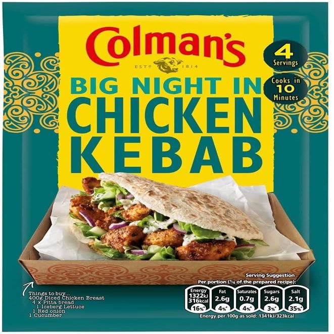 Colman's Big Night in Chicken Kebab 30g - Box of 16
