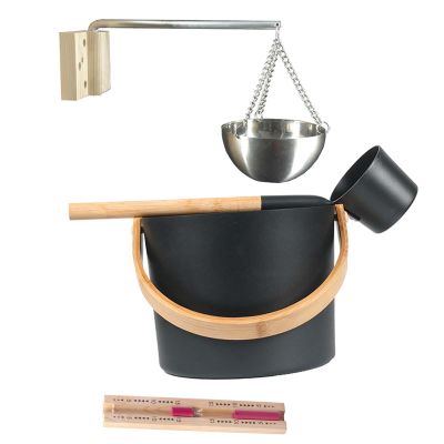 rockible Aluminum Sauna Bucket Set with Ladle with Sand Timer And Hourglass Versatile