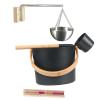 rockible Aluminum Sauna Bucket Set with Ladle with Sand Timer And Hourglass Versatile view 1