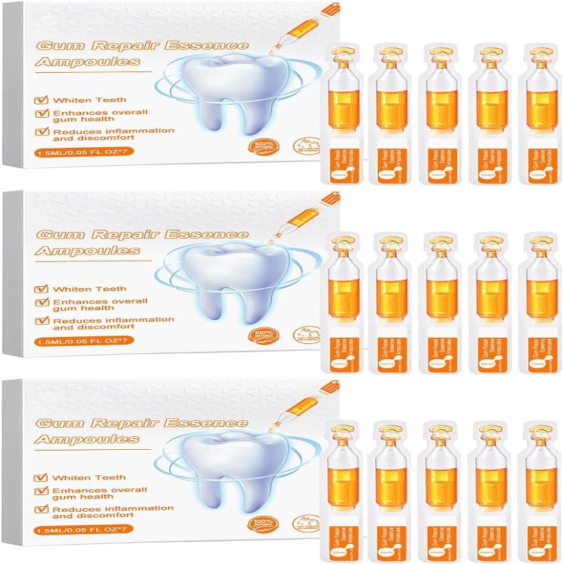 Gum Repair Essence Ampoules, Gum Essence Ampoules, Teeth Whitening Serum, Whitening Dental Disposable Serum, 7pcs/Box (3box)