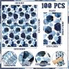 Tinlade Disposable Hand Napkins Paper Towels for Guest Disposable Bathroom Paper Hand Towel Dinner Napkin for Birthday Baby Shower Party Supplies Table Decor(100 Pcs,Blue Hexagon) view 3