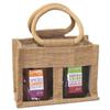 10 x 2 Jar Natural Jute Bags with Handles - Gift Bags for Jams, Chutneys, Pickles, Christmas bags for gifts view 2
