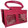 10 x 2 Jar Jute Bags with Handles in RED - Gift Bags for Jams, Chutneys, Pickles, Gift Bags for Christmas view 2