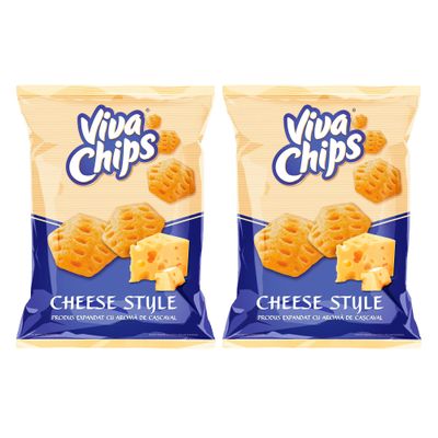 VIVA Potato Chips Masala Crisp and Healthy Snack Cheese, Pizza, Salt, Paprika, Chicken, Sour Cream Flavour | Low Fat Plantain Crisps | Deliciously Light and Crispy Chips (Cheese Style - 2 Pack)