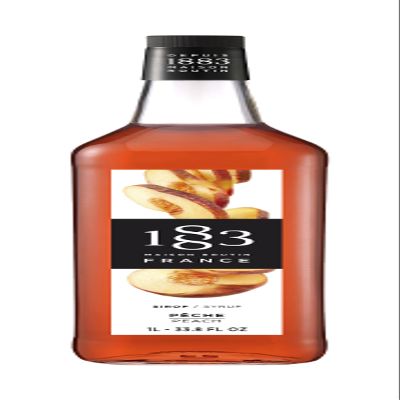 1883 Maison Routin Premium Peach Syrup  Flavoured Syrup for Coffee, Cocktails & Lemonades, Vegan-Friendly, No Artificial Colours, 1L Glass Bottle