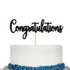 Black Glitter Congratulations Cake Topper - Congrats Cake Topper - Graduation, Wedding, Retirement, Birthday, Anniversary, Celebration Party Decorations view 1