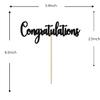 Black Glitter Congratulations Cake Topper - Congrats Cake Topper - Graduation, Wedding, Retirement, Birthday, Anniversary, Celebration Party Decorations view 2