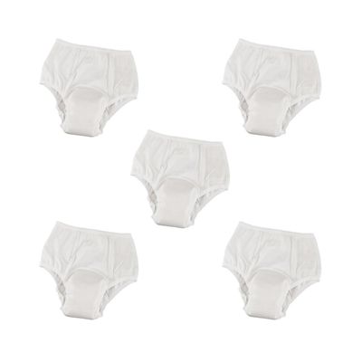 5 Set of Washable Absorbency Incontinence Aid Cotton Underwear Briefs for Women XL, White