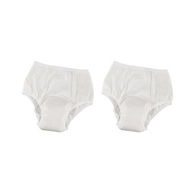 2 Set of Washable Absorbency Incontinence Aid Cotton Underwear Briefs for Women L, White