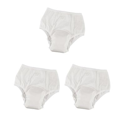 3 Set of Washable Absorbency Incontinence Aid Cotton Underwear Briefs for Women XL, White
