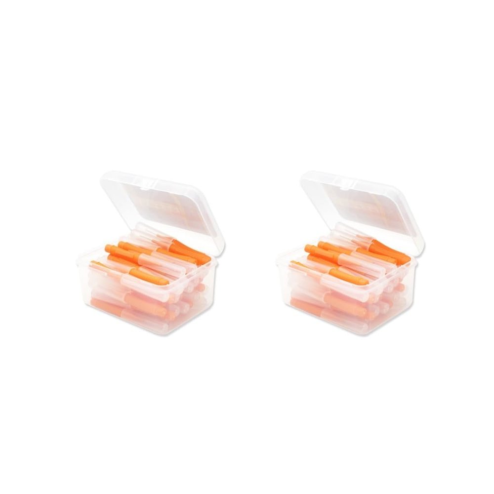 2 Set of 40 Pieces Interdental Brush Push-Pull Teeth Brushes I Shaped Indoor Outdoor Oral Hygiene Tool Household Travel Orange 0.6mm