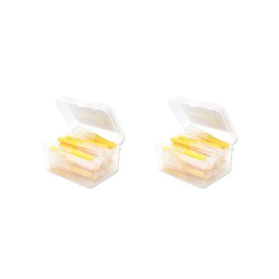 2 Set of 40 Pieces Interdental Brush Supple Push-Pull Plastic Teeth Brushes Handheld Oral Hygiene Tool Household Travel Yellow 0.4mm