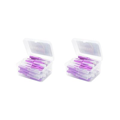 2 Set of 40 Pieces Interdental Brush Head Teeth Brushes Handheld Indoor Oral Hygiene Tool Household Travel Holiday Purple 1.2-1.5mm