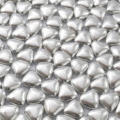 Chocolate Mini Dragees - MINI Heart Shaped Sugar Coated Confectionery - Silver - For Wedding Favours and Baby Showers - Pack of 200 Hearts (200 Grams)