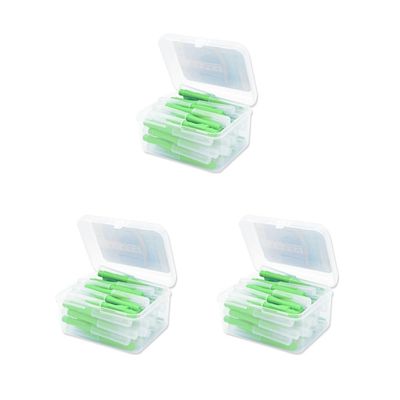 3 Set of 40 Pieces Interdental Brush Supple Floss Head Push-Pull Plastic Teeth Brushes I Shaped Oral Hygiene Tool Travel Green 0.8mm