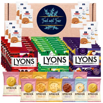 Lyons Coffee Gift Set - 24 Coffee Bags, Border Biscuits & Stroopwafels