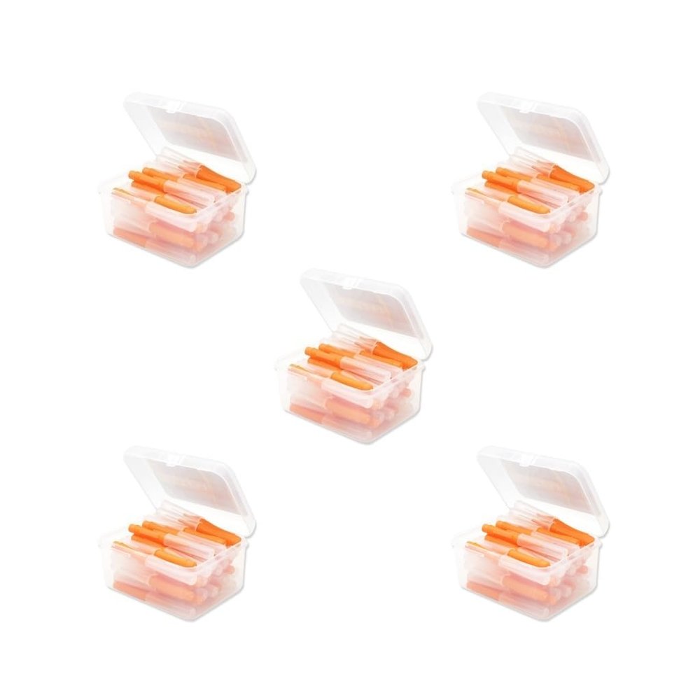 5 Set of 40 Pieces Interdental Brush Push-Pull Teeth Brushes I Shaped Indoor Outdoor Oral Hygiene Tool Household Travel Orange 0.6mm