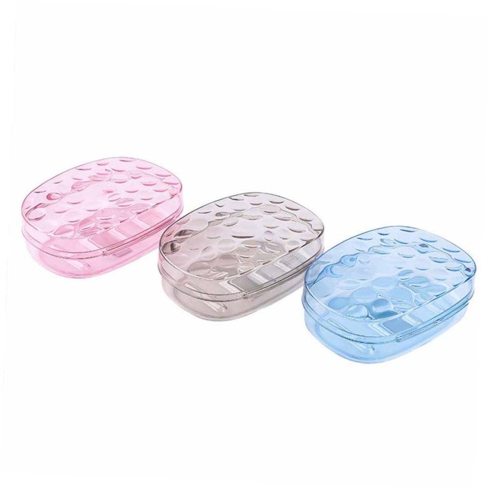 Beaupretty 3pcs Soap Box and Soap Dish Set Cover for Bathroom Storage Crystal Finish in Red Blue and Coffee Colors Family Use