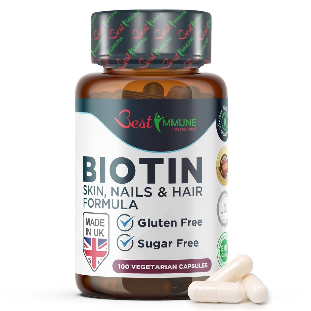 Best Immune, Biotin Skin Nails and Hair Formula for Overall Wellness Product 100 Vegan Capsules Highest Bioavailability