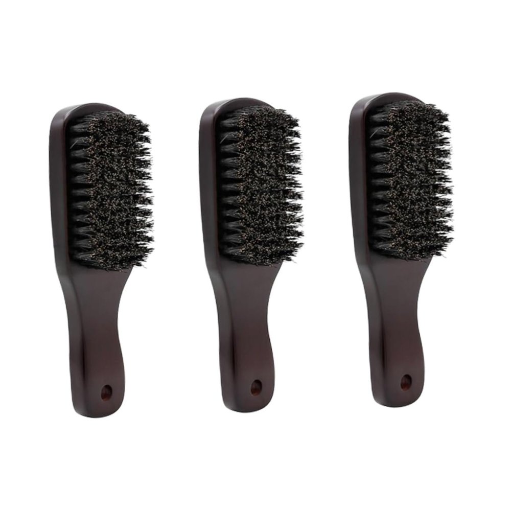 Beaupretty 3pcs Natural Bristle Beard Comb Mustache Brush Portable Beard Brush for Men Mustache Comb