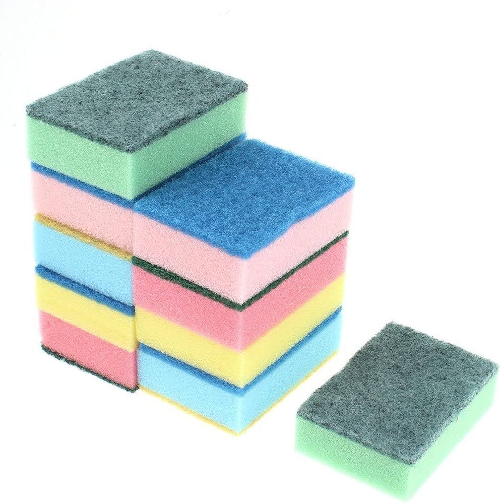 XYZOOM Sponge Rectangle Bowl Dish Wash Cleaning Pad 10 Pcs Assorted Color(d37a2 d9bd2 5f366 b9c95 fdd0e d290e