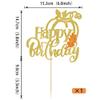 Rsstarxi 1 Pack Pumpkin Happy Birthday Cake Topper Gold Glitter Pumpkin Themed Birthday Party Cake Pick Decoration for Autumn Fall Maple Leaves Thanksgiving Birthday Party Cake Decorations view 2
