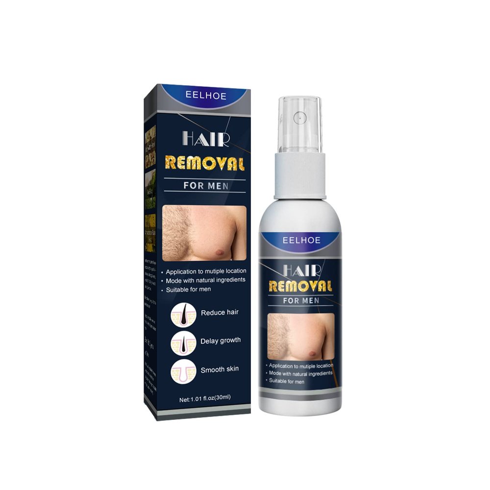 Painless Hair Removal Spray, Natural Permanent Hair Removal Spray Stop Hair Growth Inhibitor Remover for Men and Women Arms, Armpits, Legs, Bikini Areas (Men)