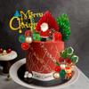 20 PCS Christmas Cake Toppers Merry Christmas Cake Decoration with Green Red Palms Christmas Tree Mini Santa Reindeer for Christmas Themed Birthday Party Baby Shower (Style 1) view 3