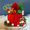 20 PCS Christmas Cake Toppers Merry Christmas Cake Decoration with Green Red Palms Christmas Tree Mini Santa Reindeer for Christmas Themed Birthday Party Baby Shower (Style 1) view 4