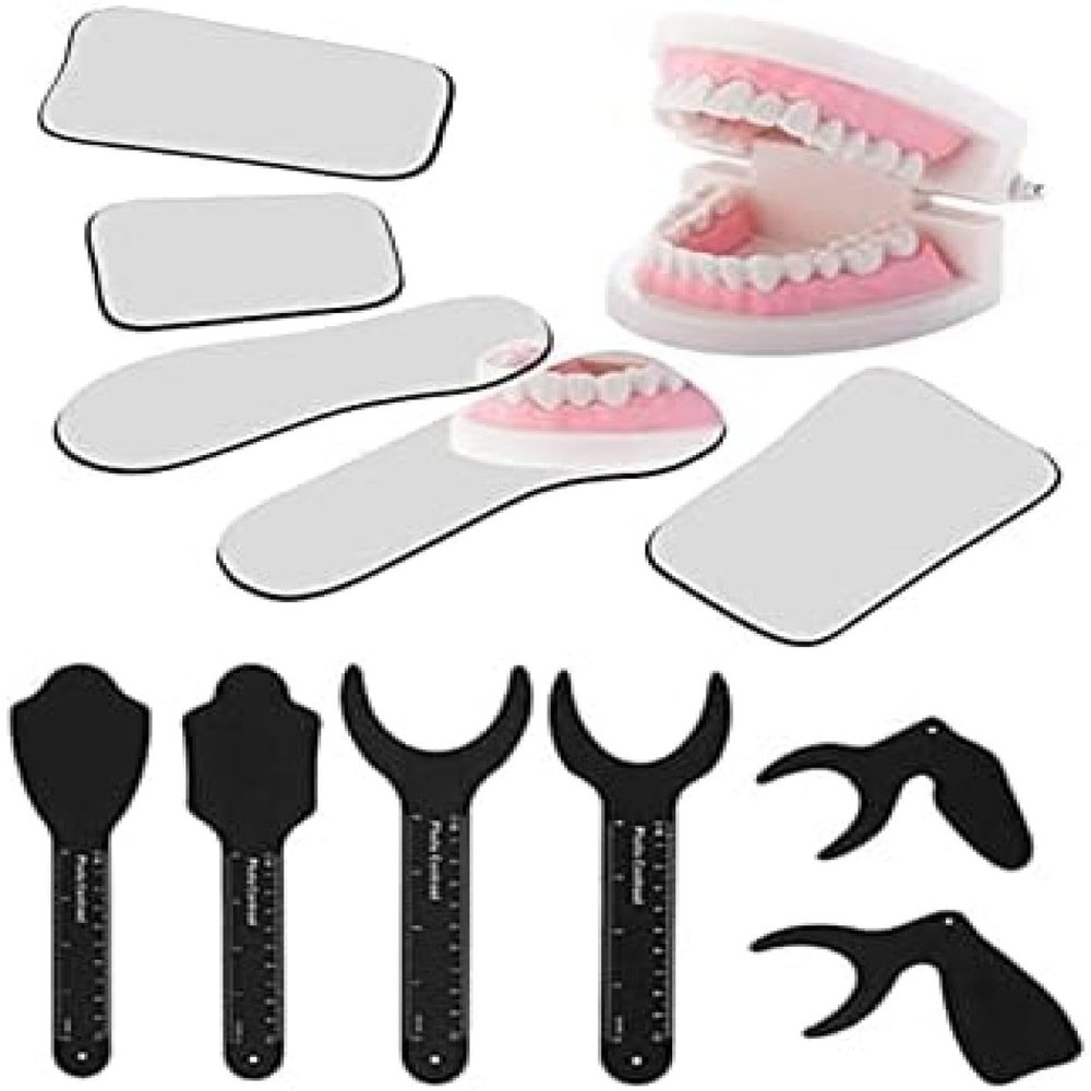 5 Pcs Dental Two-Sided Reflector Photographic Oral Mirror, 6 Pcs Dental Photography Contraster Black Background Board Intraoral Photographic,YUYANAIAI
