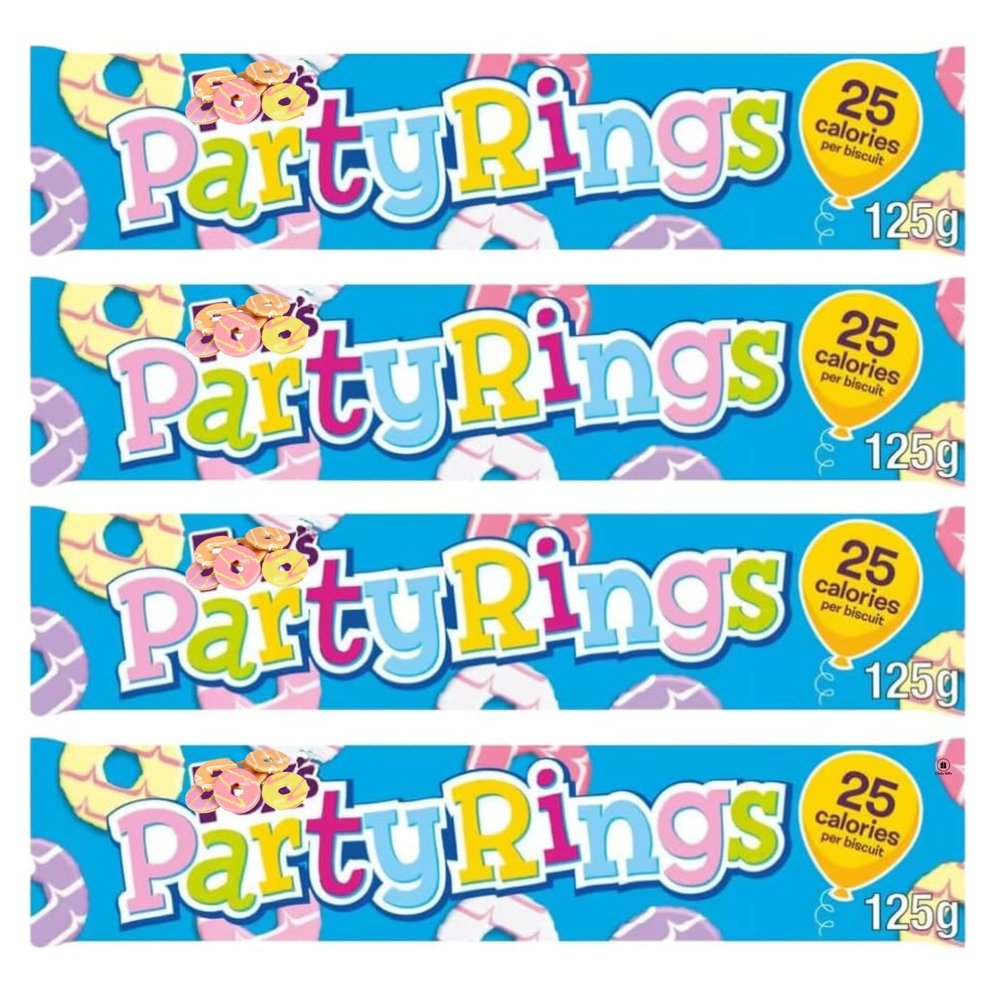 Biscuit Bundle Consisting of Party Rings by Fox's 125g (4 Pack)