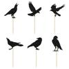 24Pcs Black Crow Cupcake Toppers Glitter Raven Halloween Cupcake Picks for Horror Crow Halloween Theme Birthday Party Cake Decorations Supplies view 3