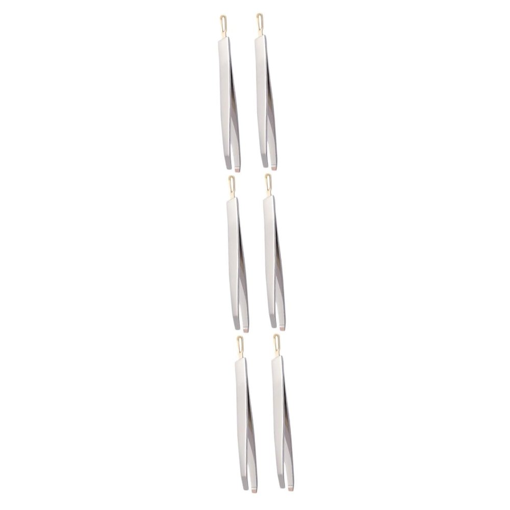 minkissy 6pcs Stainless Steel Eyebrow Tweezers Dual-use Makeup Lash Tweezers Flat Oblique Mouth Eyebrow Clamps