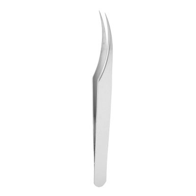 Stainless Steel Antistatic Curved Eyelash Tweezer, High Accuracy Seamless Grade Extended Mouth Frosted Interior Ergonomic Design Ideal for Extensions and Nail Art (Dolphin