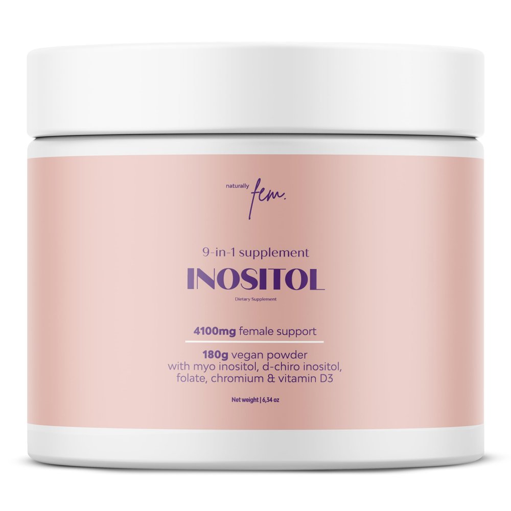 Inositol Myo & D-Chiro PCOS 4100MG Vegan Powder, Metabolic Function, Hormonal Balance and Psychological Function, 9-in-1 Inositol, Folate 5-MTHF, Chromium, Zinc, VIT B6, B12 & D3