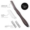 Brandluxe Dermaplaning Tool for Face, Eyebrow Shaping, Gentle Hair Removal and Exfoliation. Designed for Women, an eco-friendly design. Includes 3 Swedish stainless steel razor heads view 2