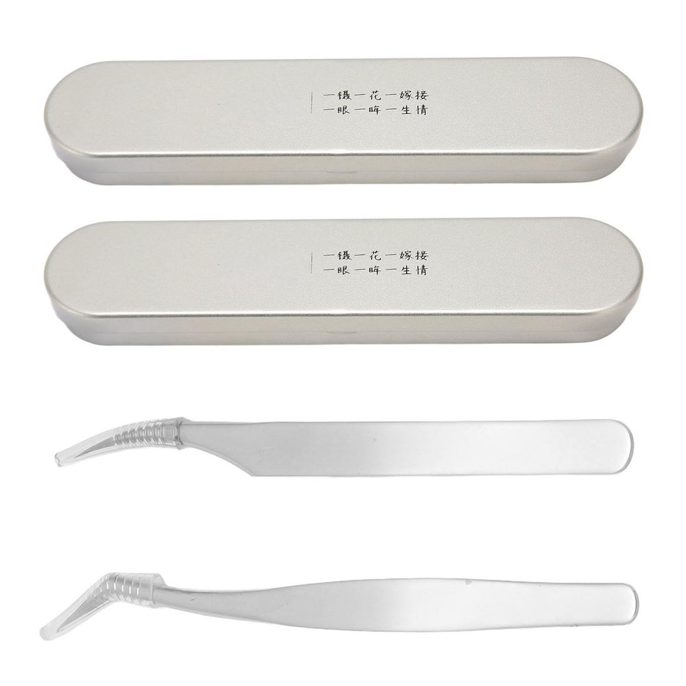 Eyelash Extension Tweezers Set, Clamp Tightly Fine Tip Accurate Use Prevent Slipping Easy Pinch Stainless Steel Tweezer Lash Tweezers for Nail Art Beauty Salon Home Use