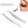 Eyelash Extension Tweezers Set, Clamp Tightly Fine Tip Accurate Use Prevent Slipping Easy Pinch Stainless Steel Tweezer Lash Tweezers for Nail Art Beauty Salon Home Use view 2