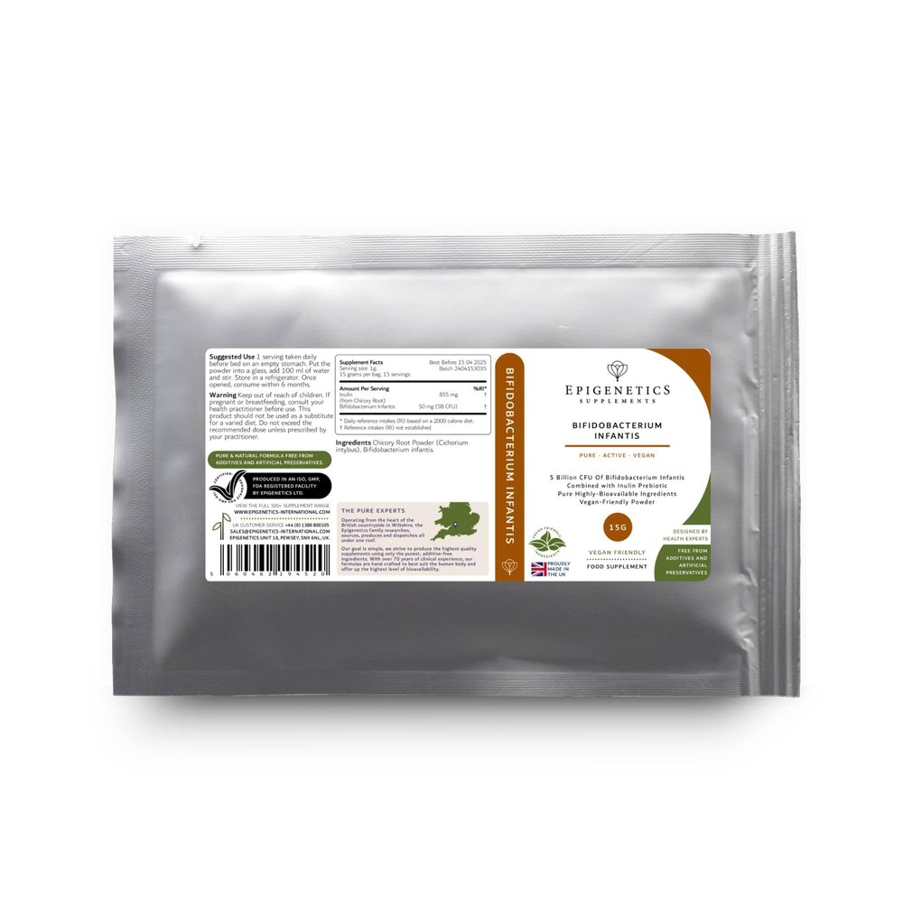 Bifidobacterium Infantis 15g | 5 Billion CFU Probiotic + Chicory Root Prebiotic (Inulin) | Probiotics for Children and Adults | Vegan Friendly Powder UK Made | 1g Daily (15 Servings)