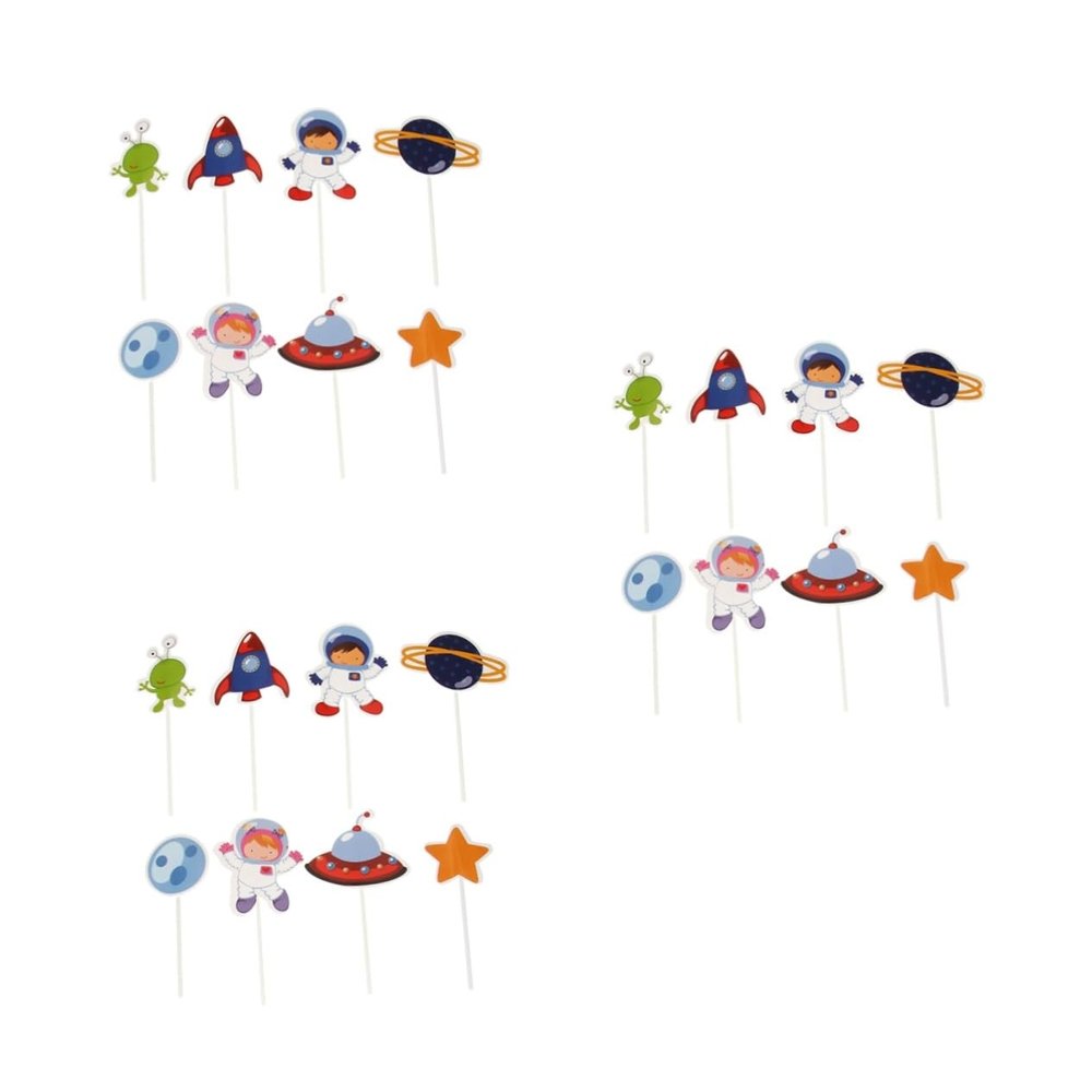 Abaodam 144pcs Astronaut Cupcake Toppers Small for Space Theme Party Birthday Cake Decorations Boys and Girls Party Supplies Shower Use