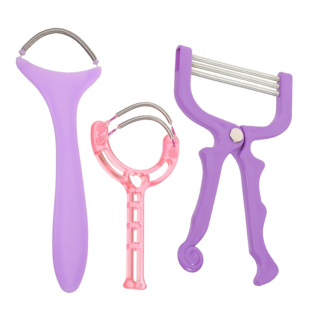 GOOHOCHY 3pcs Women Manual Facial Hair Remover Spring Epilator Set for Upper Lip and Face Hair Removal Handheld Threading Tool for Precise Facial Removal Random Color