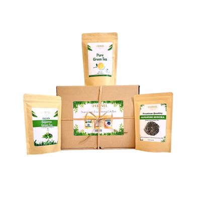 CENVEL Super Green Tea Selection | Our Hand Picked Selection of Our Organic Green Tea | Pure Green | Japanese Sencha | Great Gift Box | Eco Friendly Packaging | Zero Plastic (Super Green)