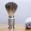 Magyfosia Classic Shaving Brush with Hand-Crafted Honey Natural Badger Hair Textured Solid Aluminium No-slip Handle Holder Beard Cream Barber Shop Professional Facial Clean Grooming Accessories view 2