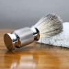 Magyfosia Classic Shaving Brush with Hand-Crafted Honey Natural Badger Hair Textured Solid Aluminium No-slip Handle Holder Beard Cream Barber Shop Professional Facial Clean Grooming Accessories view 3